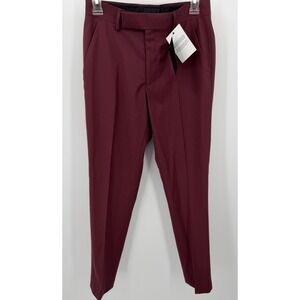 ASOS Skinny Fit Trousers Burgundy Slim Fit Dress Suit Pants Sz 28/30 Stretch‎